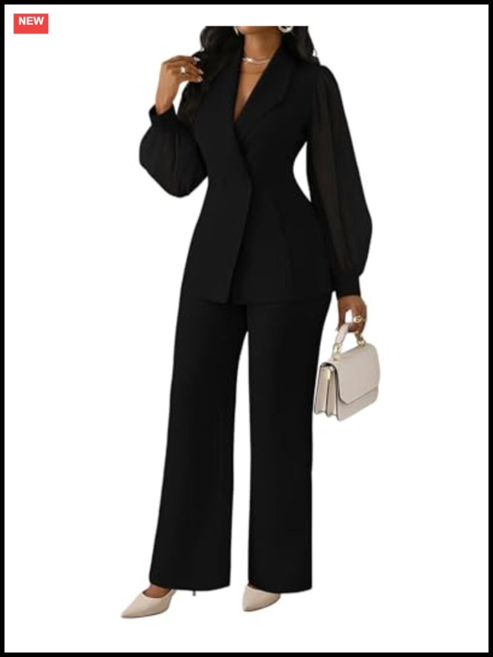 Women's Business 2 Piece Pantsuit Set Blazer & Flare Pants
